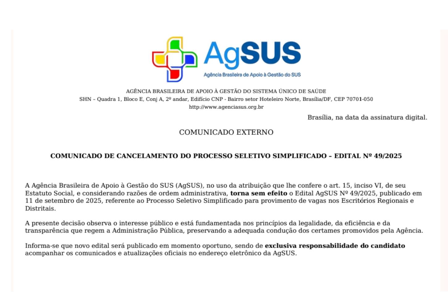 AgSUS cancela edital de vagas em Macapá e novo será publicado