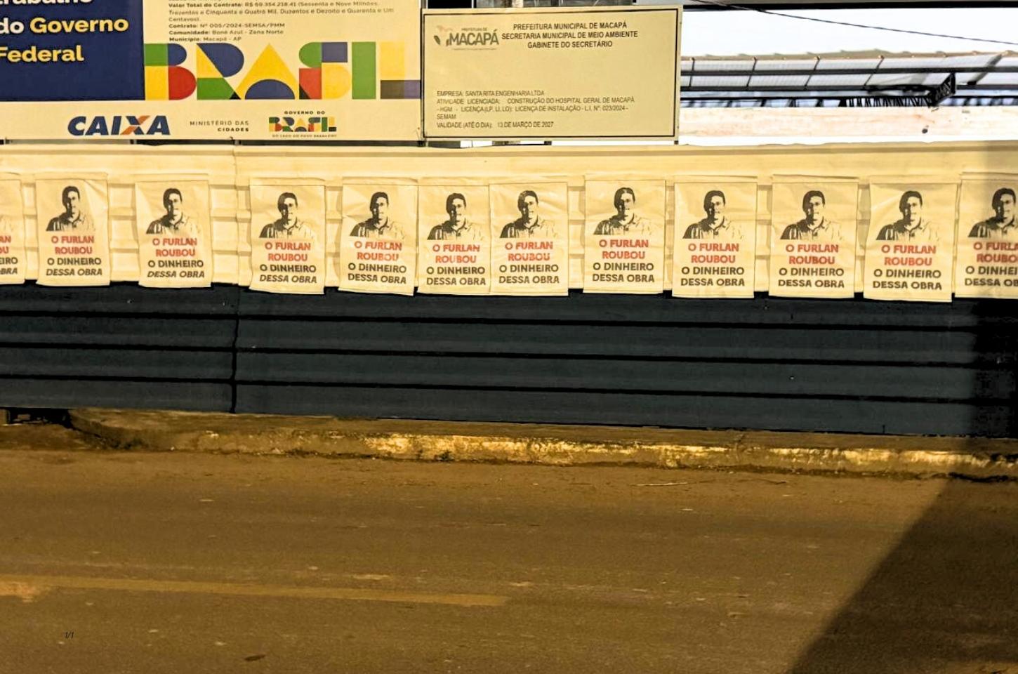Cartazes chamam Furlan de ladrão e expõem 16 dias de silêncio sobre R$ 400 mil