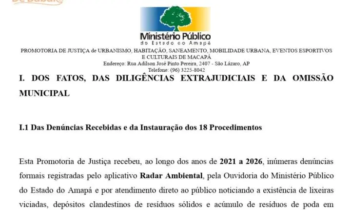Ministério Público diz que gestão Furlan ignorou por 5 anos a crise do lixo em Macapá